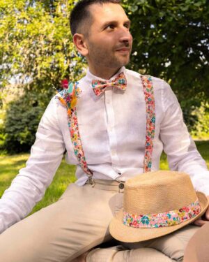 accessoire homme, nœud papillon, bretelles, chapeau en Liberty of London Mademoiselle Pap' et Cie