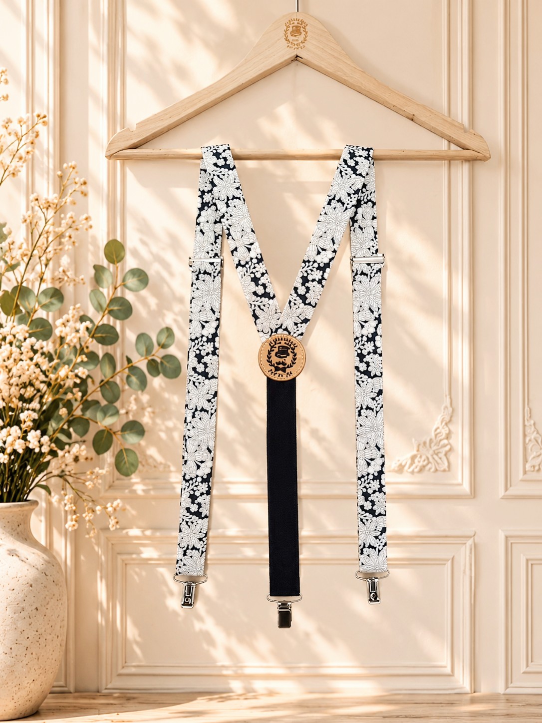 bretelles pour homme Liberty buzz blossom marine, mariage, made in France, fabriqué en Occitanie
