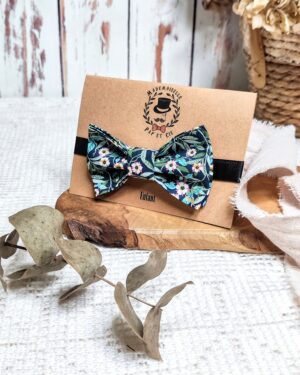 Noeud papillon enfant en Liberty Brighton And Blossom Bleu Vert