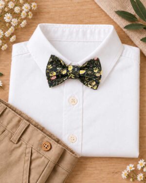 noeud papillon enfant mariage baptême, anniversaire, communion en liberty mina noir