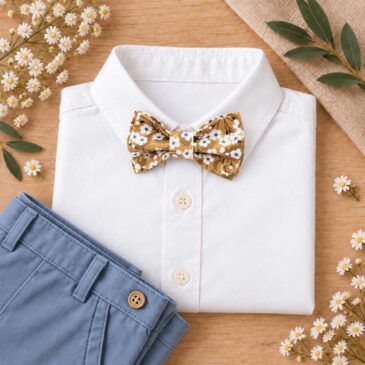noeud papillon enfant mariage baptême, anniversaire, communion en liberty mitsi moutarde jaune