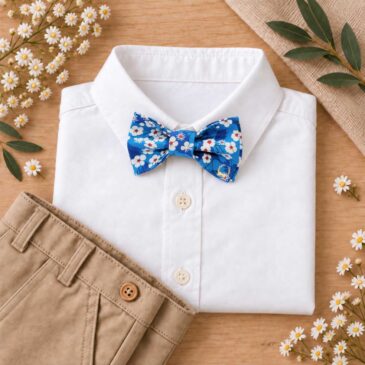 noeud papillon enfant mariage baptême, anniversaire, communion en liberty mitsi bleu outremer