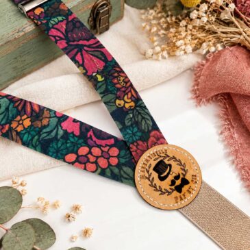 Bretelles pour homme Liberty heritage garden automne, brun corail et vert, mariage, made in France, fabriqué en Occitanie