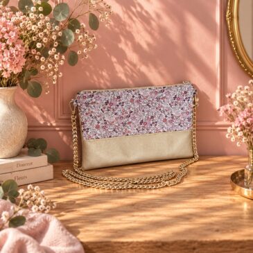 pochette à main mariée, demoiselle d'honneur, invité mariage Liberty ava spring rose, mariage, made in France, fabriqué en Occitanie