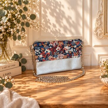 pochette à main mariée, demoiselle d'honneur, invité mariage Liberty thorpe rouille argent, mariage, made in France, fabriqué en Occitanie