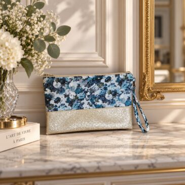 pochette à main mariée, demoiselle d'honneur, invité mariage Liberty chatsworth spring mariage, made in France, fabriqué en Occitanie