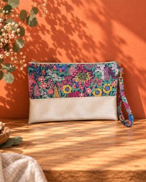 pochette à main mariée, demoiselle d'honneur, invité mariage Liberty ciara rouille mariage, made in France, fabriqué en Occitanie