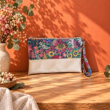 pochette à main mariée, demoiselle d'honneur, invité mariage Liberty ciara rouille mariage, made in France, fabriqué en Occitanie