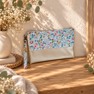 pochette à main mariée, demoiselle d'honneur, invité mariage Liberty mariage, made in France, fabriqué en Occitanie