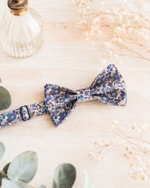 Noeud papillon pour homme Liberty betsy ann figue, violet, mariage, made in France, fabriqué en Occitanie