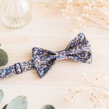 Noeud papillon pour homme Liberty betsy ann figue, violet, mariage, made in France, fabriqué en Occitanie