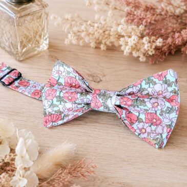 Noeud papillon pour homme Liberty charmian rose, mariage, made in France, fabriqué en Occitanie