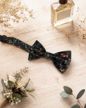 Noeud papillon pour homme Liberty erica noir, mariage, made in France, fabriqué en Occitanie