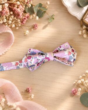 Noeud papillon pour homme Liberty betsy cuberton, mauve, mariage, made in France, fabriqué en Occitanie