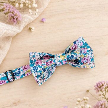 Noeud papillon homme en Liberty Claire Aude bleu