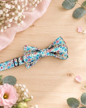 Noeud papillon pour homme Liberty hannah rose, vert, mariage, made in France, fabriqué en Occitanie