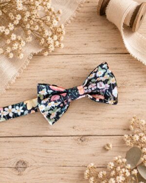 Noeud papillon pour homme Liberty jude's garden, noir, mariage, made in France, fabriqué en Occitanie