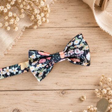 Noeud papillon pour homme Liberty jude's garden, noir, mariage, made in France, fabriqué en Occitanie