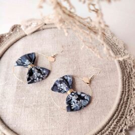 Boucles d&rsquo;oreilles créoles en Liberty Ciara Nuit Etoilée
