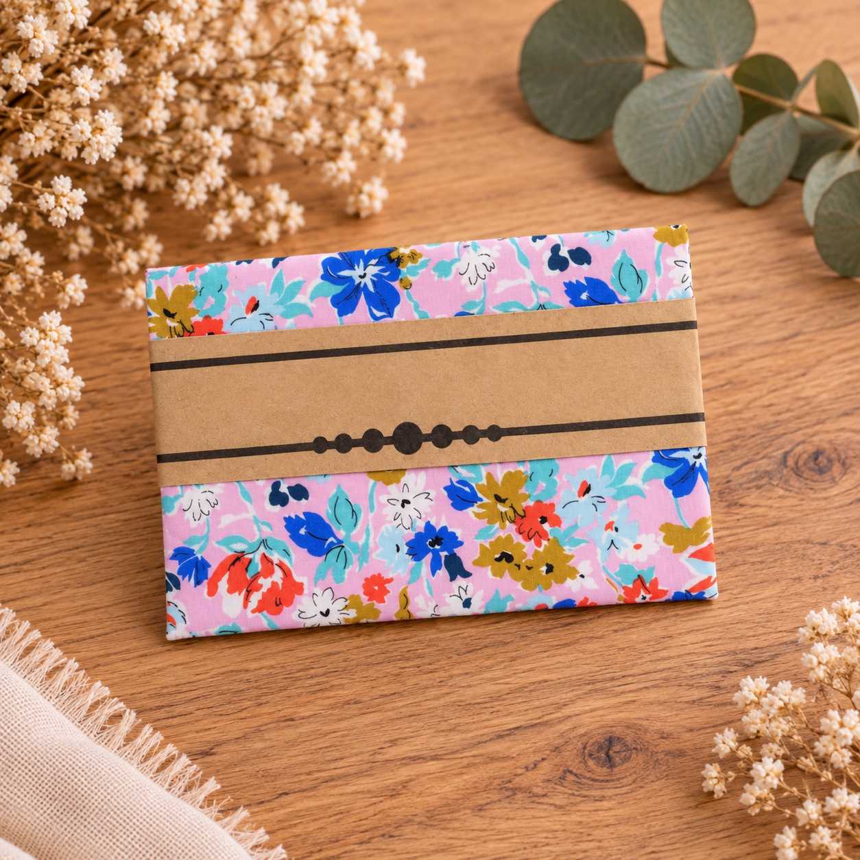 pochette costume homme mariage cérémonie, made in France en Liberty of London california bloom rose bleu