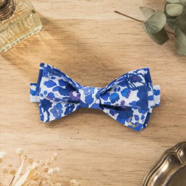 Noeud papillon pour homme Liberty betsy, bleu lavande, mariage, made in France, fabriqué en Occitanie