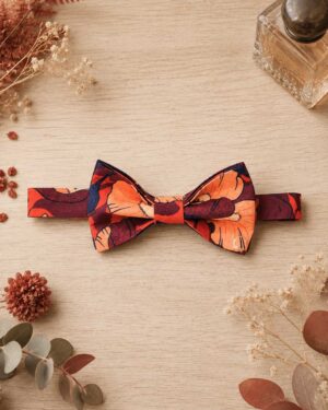 Noeud papillon pour homme Liberty butterfield poppy cayenne, brun, mariage, made in France, fabriqué en Occitanie