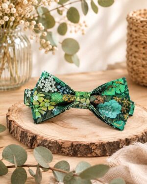 Noeud papillon pour homme Liberty ciara botanique, vert, mariage, made in France, fabriqué en Occitanie
