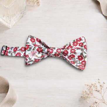 Noeud papillon pour homme Liberty empress carnation, brun et terracotta, mariage, made in France, fabriqué en Occitanie