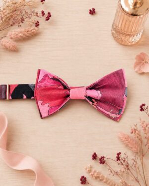 Noeud papillon pour homme Liberty peony parade corail, mariage, made in France, , fabriqué en Occitanie