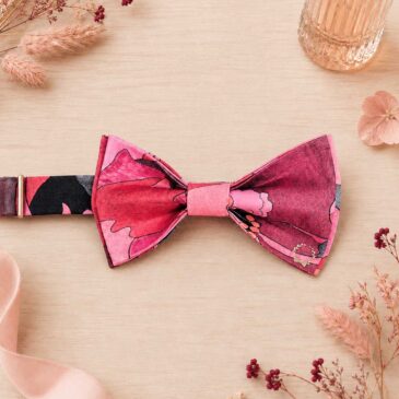 Noeud papillon pour homme Liberty peony parade corail, mariage, made in France, , fabriqué en Occitanie