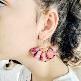 Boucles d&rsquo;oreilles Eventail en Liberty Myrtle and Mary Fusion