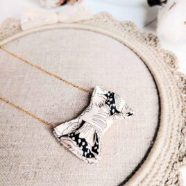 Collier Nœud Papillon en Liberty English Bloom Noir