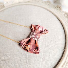 Collier Nœud Papillon en Liberty Poppy Forest Noisette