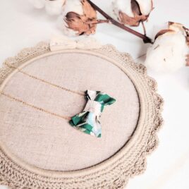 Collier Nœud Papillon en Liberty Wild Petals Vert Emeraude