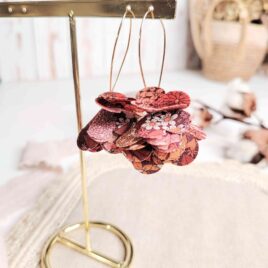 Boucles d&rsquo;oreilles Pompon en Liberty Ciara Fauve