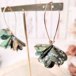 Boucles d&rsquo;oreilles Pompon en Liberty Ciara Botanique