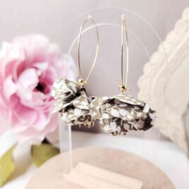 Boucles d&rsquo;oreilles Pompon en Liberty Glenjade Pimprenelle