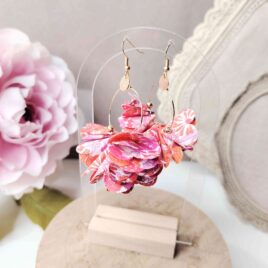 Boucles d&rsquo;oreilles Fleurs en Margaret Annie Hibiscus Fluo