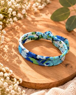 bracelet jonc fin en Liberty of London thorpe lime bleu vert