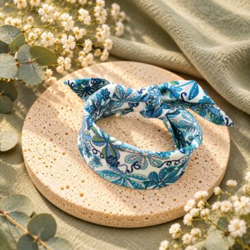 Mademoisellle Pap' et Cie Mariage, bijoux, bracelet femme, mariée, demoiselles d'honneur, invités, bracelet jonc large en Liberty of London trumbling wine bleu vert