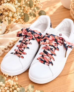 lacets baskets, converses, sneakers, docs mariage made in france en liberty of london calypso, vert canard et peche