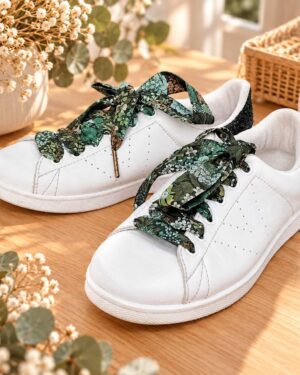 lacets baskets, converses, sneakers, docs mariage made in france en liberty of london ciara botanique, vert