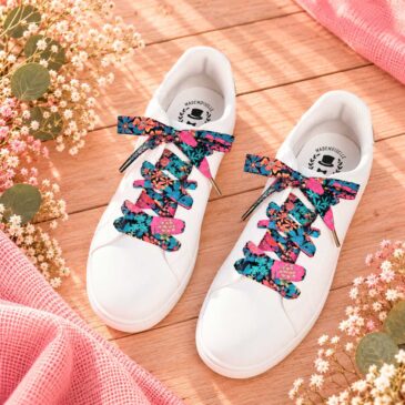 lacets baskets, converses, sneakers, docs mariage made in france en liberty of london ciara petole, rose fuchsia et bleu