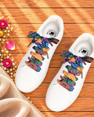 lacets baskets, converses, sneakers, docs mariage made in france en liberty of london heritage garden agrume jaune, violet et vert