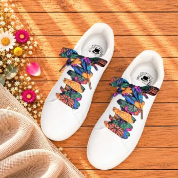 lacets baskets, converses, sneakers, docs mariage made in france en liberty of london heritage garden agrume jaune, violet et vert