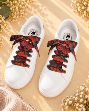 lacets baskets, converses, sneakers, docs mariage made in france en liberty of london heritage garden automne brun et rouge