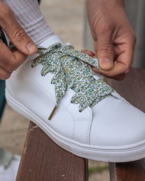 lacets baskets, converses, sneakers, docs mariage made in france en liberty of london katie and millie mint, vert sauge