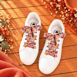 lacets baskets, converses, sneakers, docs mariage made in france en liberty of london poppy forest noisette, brun