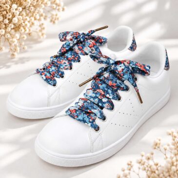 lacets baskets, converses, sneakers, docs mariage made in france en liberty of london thorpe hill bleu
