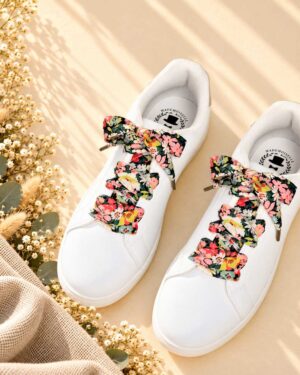lacets baskets, converses, sneakers, docs mariage made in france en liberty of london thorpe tutti frutti, vert et multicolore